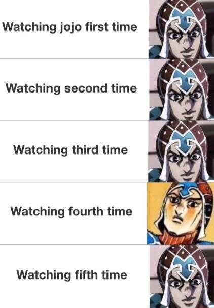 Watching jojo ﬁrst time Watching second time Watching third time