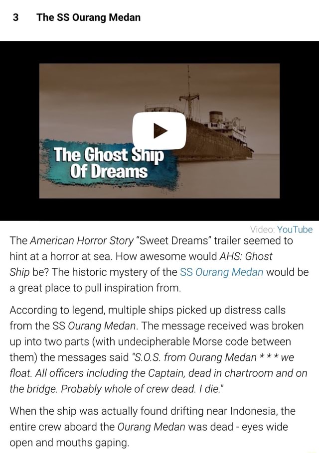 The SS Ourang Medan The Ghost Ship YouTube The American Horror Story ...