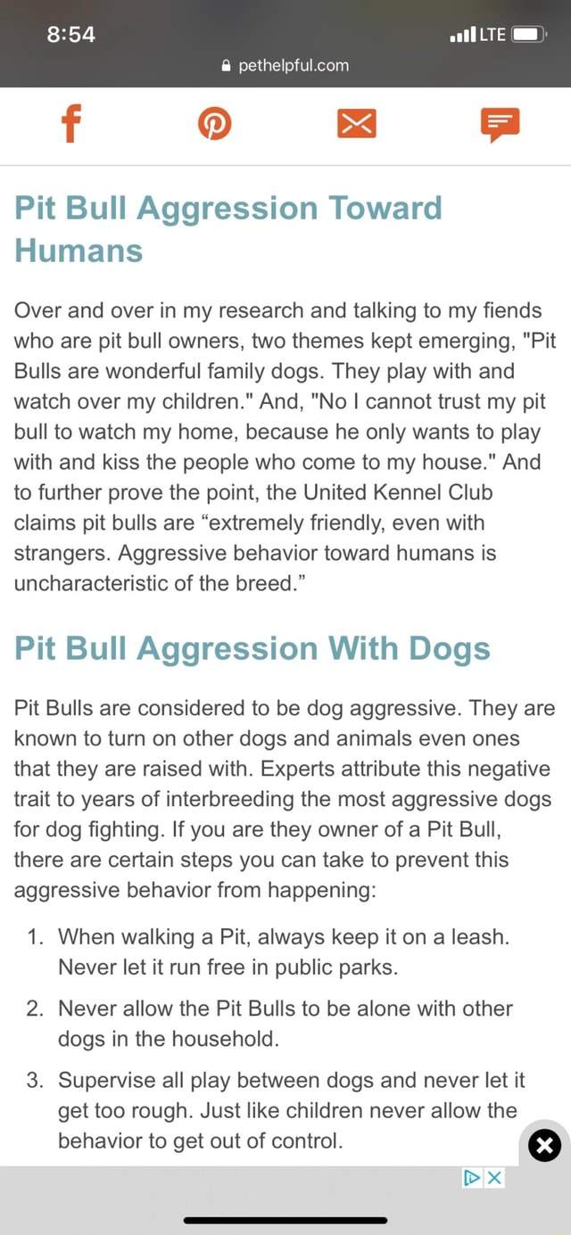 Pit Bull Aggression Toward Humans Over And Over In My Research And ...