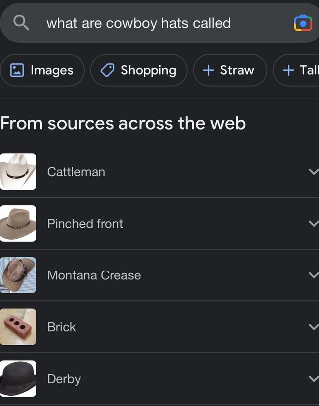 Q. what are cowboy hats called Images Shopping + Straw Tall From