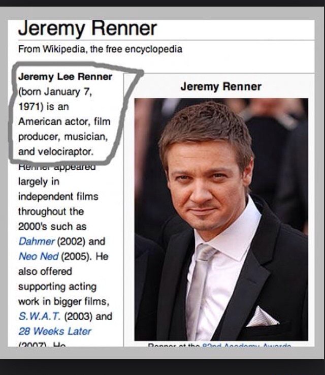 SSS Jeremy Renner From Wikipedia, the free encyclopedia Jeremy Lee ...