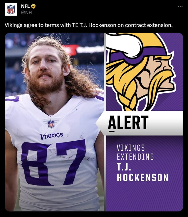 Vikings agree to terms with TE T.J. Hockenson on contract extension. 