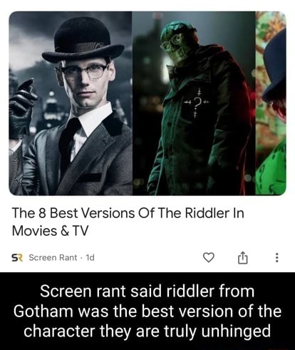 The 8 Best Versions Of The Riddler In Movies & TV SR Screen Rant Screen ...