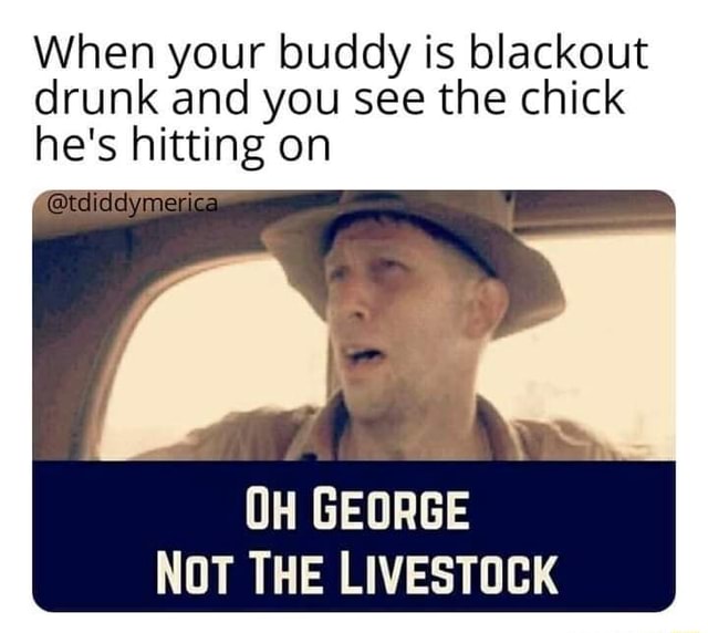 When Your Buddy Is Blackout Drunk And You See The Chick He S Hitting On Tdiddym Oh George Not The Livestock Ifunny