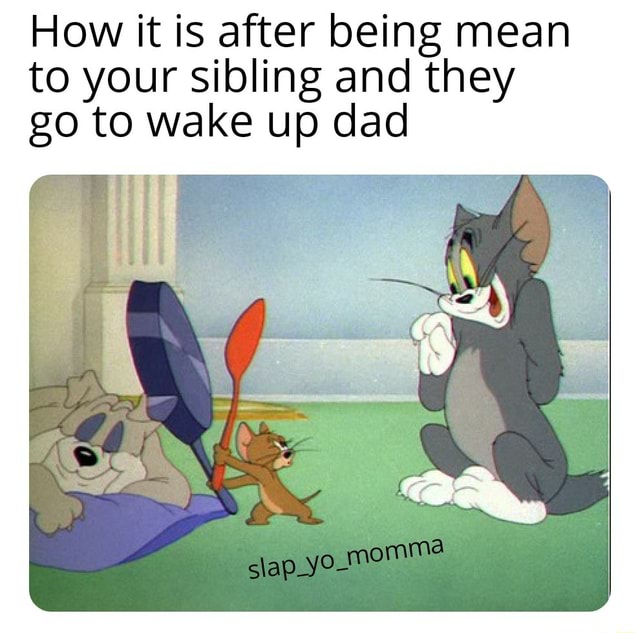 How it is after being mean to your sibling and they go to wake up dad - )