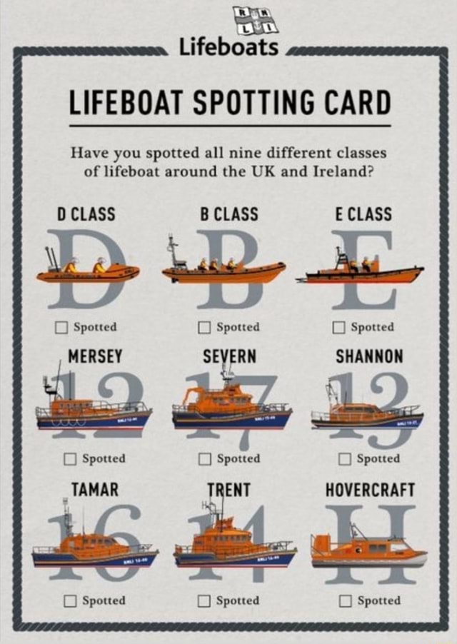 Lifeboats LIFEBOAT SPOTTING CARD Have you spotted all nine different