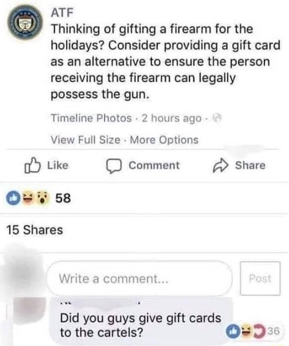 ATE Thinking of gifting a firearm for the holidays? Consider providing