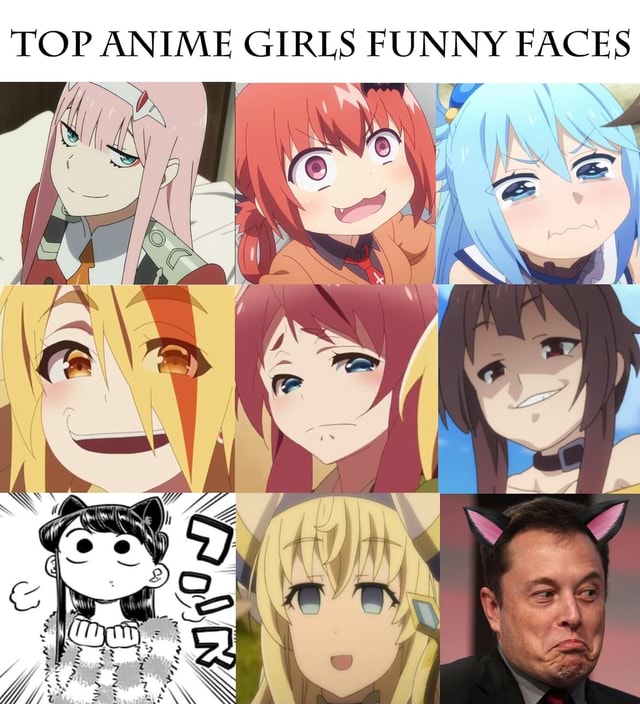 TOP ANIME GIRLS FUNNY FACES 
