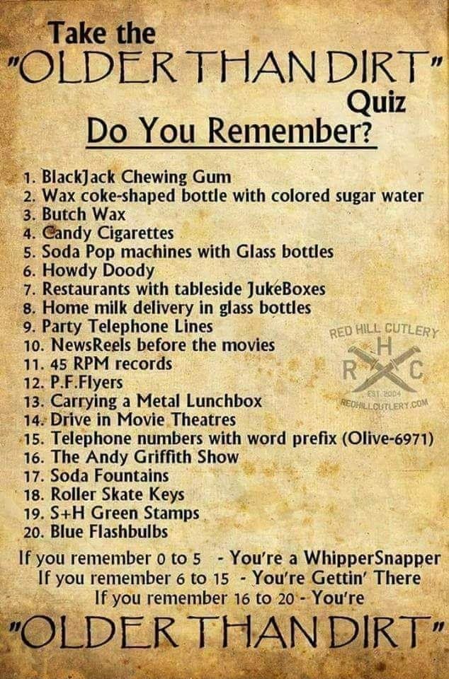 "Take the I "OLDER THAN DIRT" Quiz Do You Remember? 1. BlackJack ...