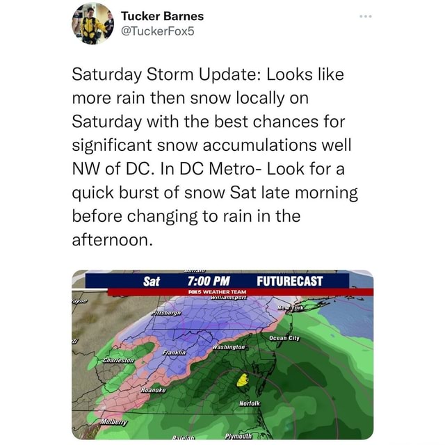 FYI - Saturday Storm Update: Looks like more rain then snow locally on ...