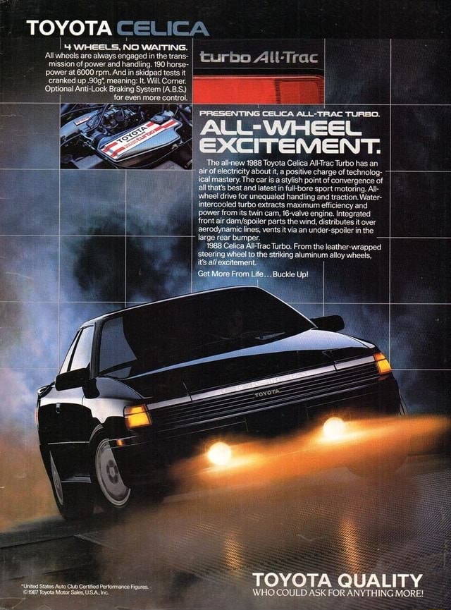 TOYOTA CELICA All wheels mission are always power engaged and WHEELS ...