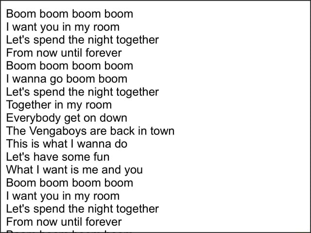 Boom I Want You In My Room Song Lyrics ifunny.co