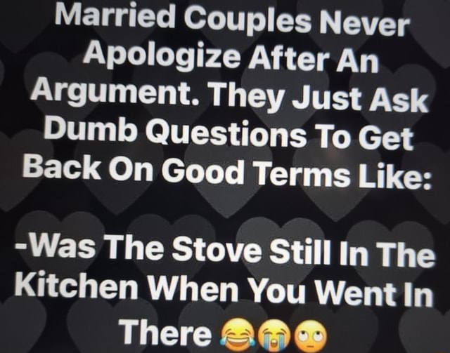 Married Couples Never Apologize After An Argument. They Just Ask Dumb