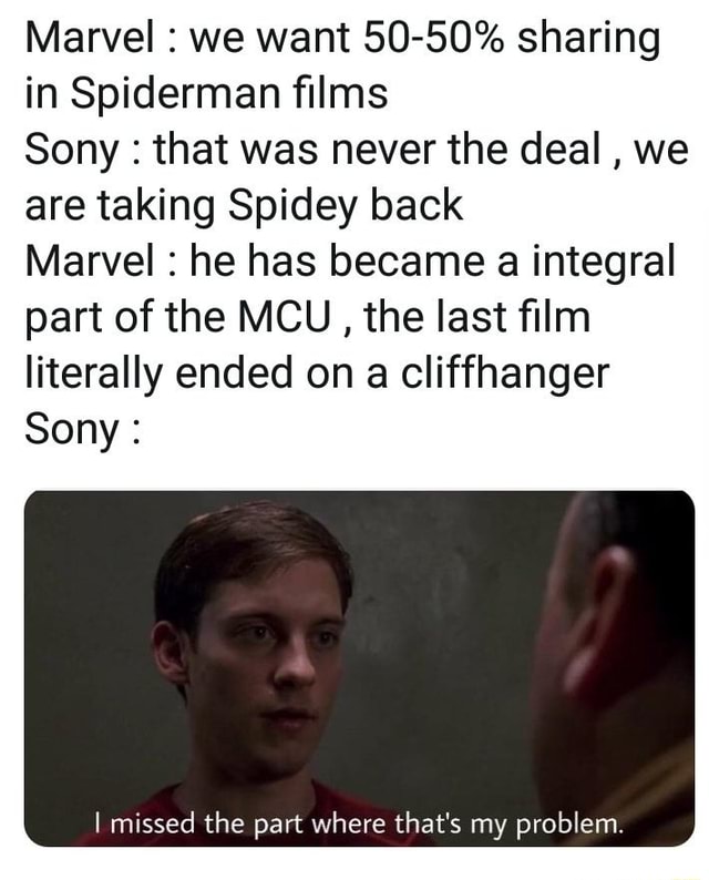 Marvel : we want 50-50% sharing in Spiderman ﬁlms Sony : that was never ...