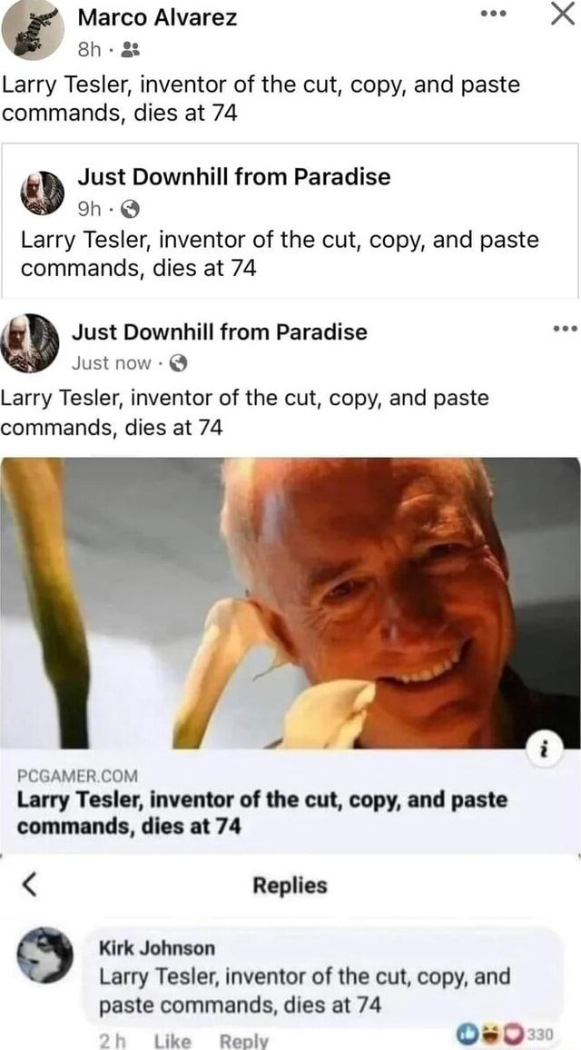 Marco Alvarez sh- Larry Tesler, inventor of the cut, copy, and paste ...