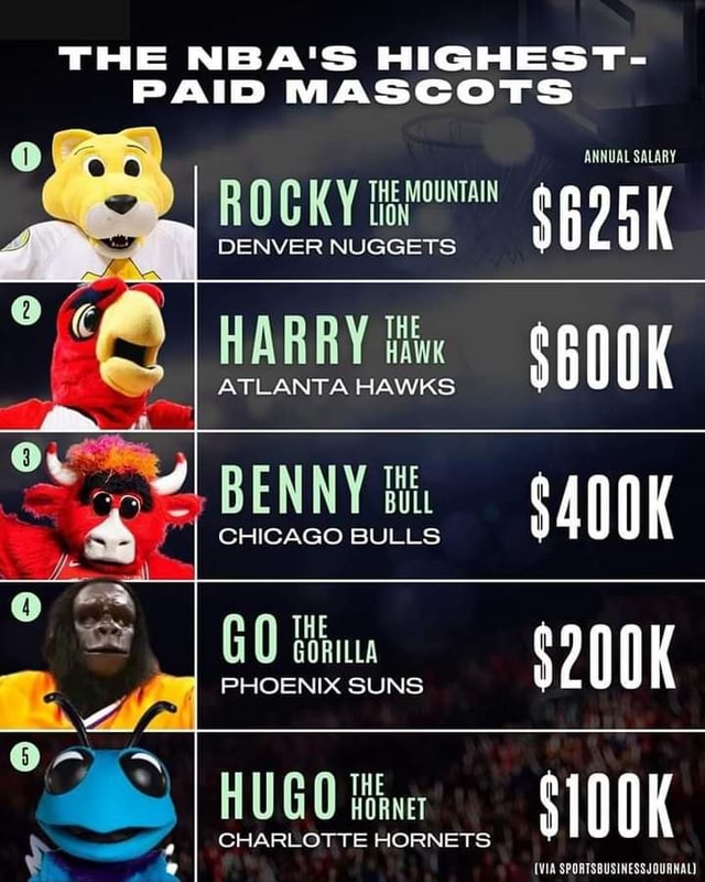 THE NBA'S HIGHEST PAID MASCOTS ROCKY THE MOUNTAIN DENVER NUGGETS THE