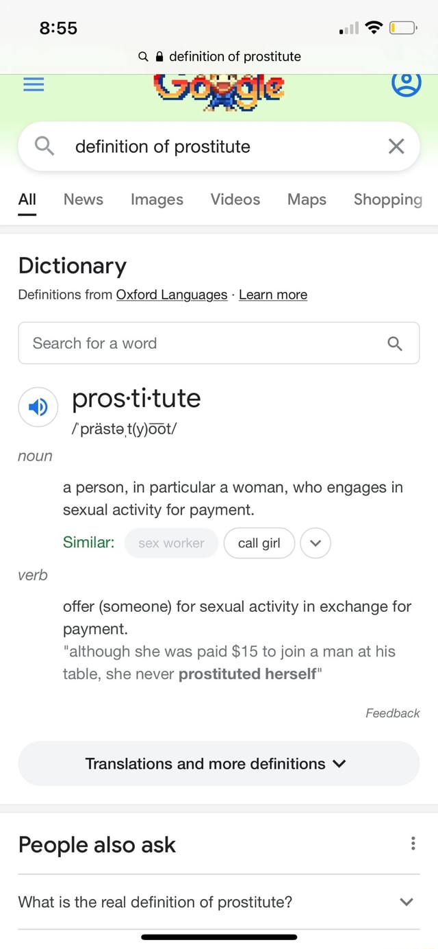 Q @ definition of prostitute Q. definition of prostitute All News Images  Videos Maps Shopping Dictionary Definitions from Oxford Languages - Learn  more Search for a word 4) Prostitute / prasta noun