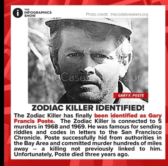 Credit Gary F Poste Infographics Zodiac Killer Identified The Zodiac Killer Has Finally Been 3813