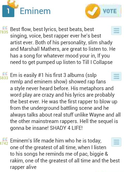 Em Eminem Qb Vore Best Flow Best Lyrics Best Beats Best Singing Voice Best Rapper Ever He S Best Artist Ever Both Of His Personality Slim Shady And Marshall Mathers Are Great To