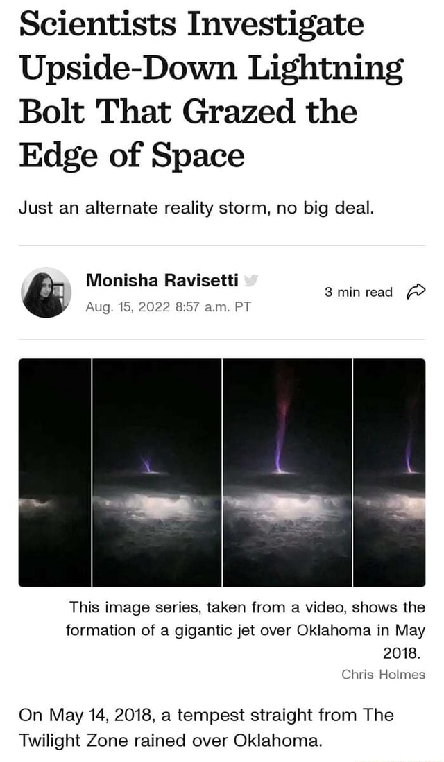 Scientists Investigate UpsideDown Lightning Bolt That Grazed the Edge