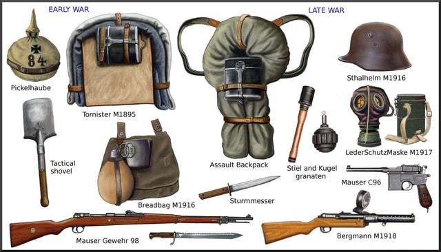 EARLY WAR, Pickelhaube Tornister M1895 Tactical Assault Backpack shovel ...