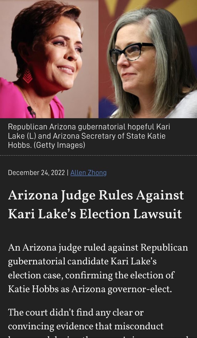 I Republican Arizona Gubernatorial Hopeful Kari Lake L And Arizona Secretary Of State Katie