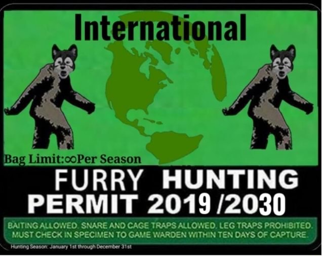 International 'Bag Season FURRY HUNTING PERMIT 2019 I BAITING ALLOWED. SNARE AN CAGE TRAPS