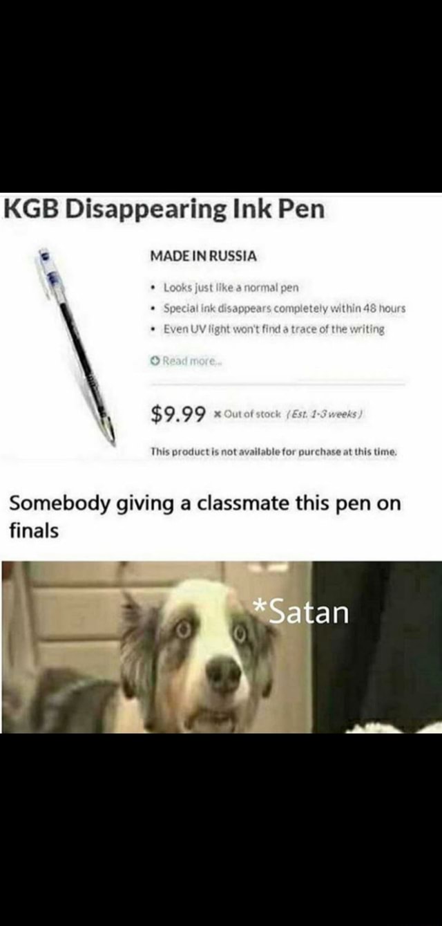 KGB Disappearing Ink Pen MADE IN RUSSIA thin pen UY wont ace of the