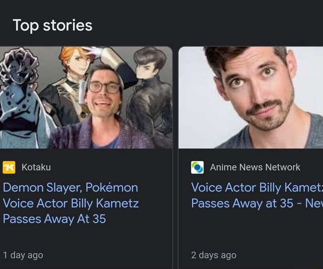Top stories Demon Slayer, Pokemon Voice Actor Billy Kametz Passes Away