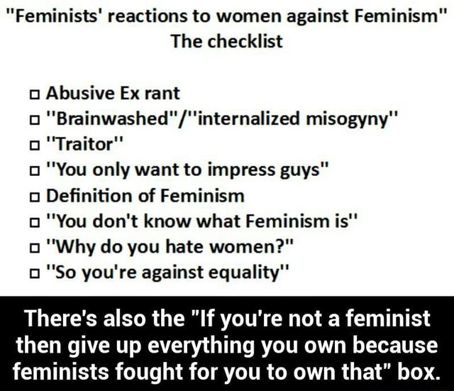  Fem nists Reactions To Women Against Feminism The Checklist Abusive 