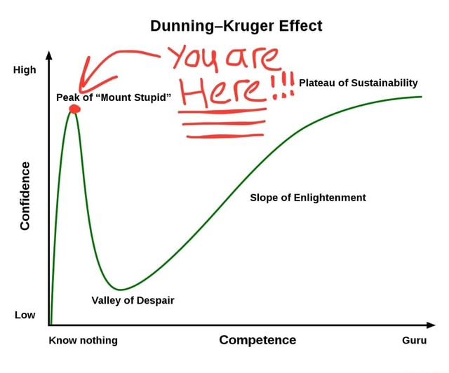 Dunning-Kruger Effect You are. Peak of 