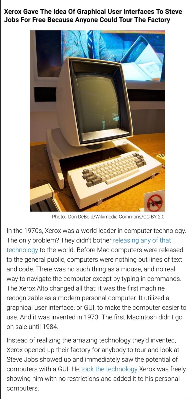 Xerox Gave The Idea Of Graphical User Interfaces To Steve Jobs For Free ...