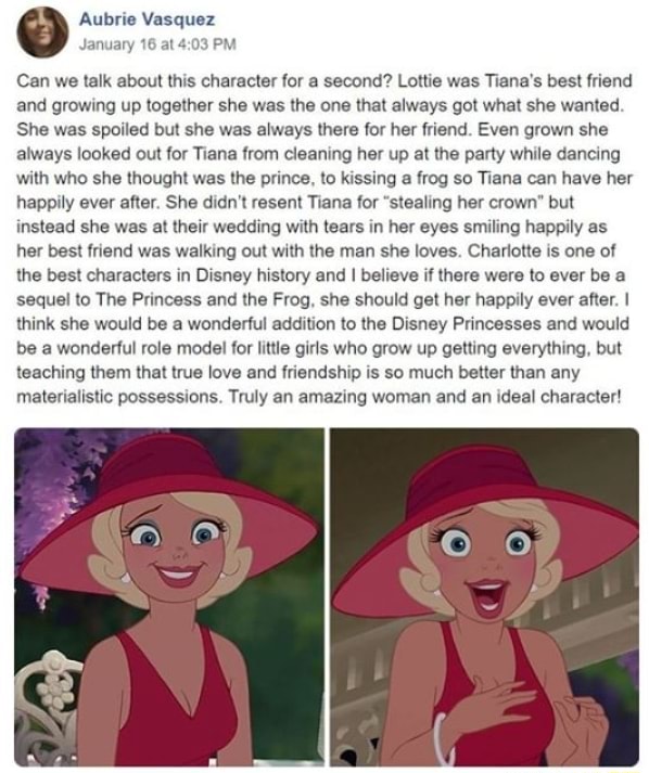 Can we talk about this character for a second? Lottie was Tiana's best ...