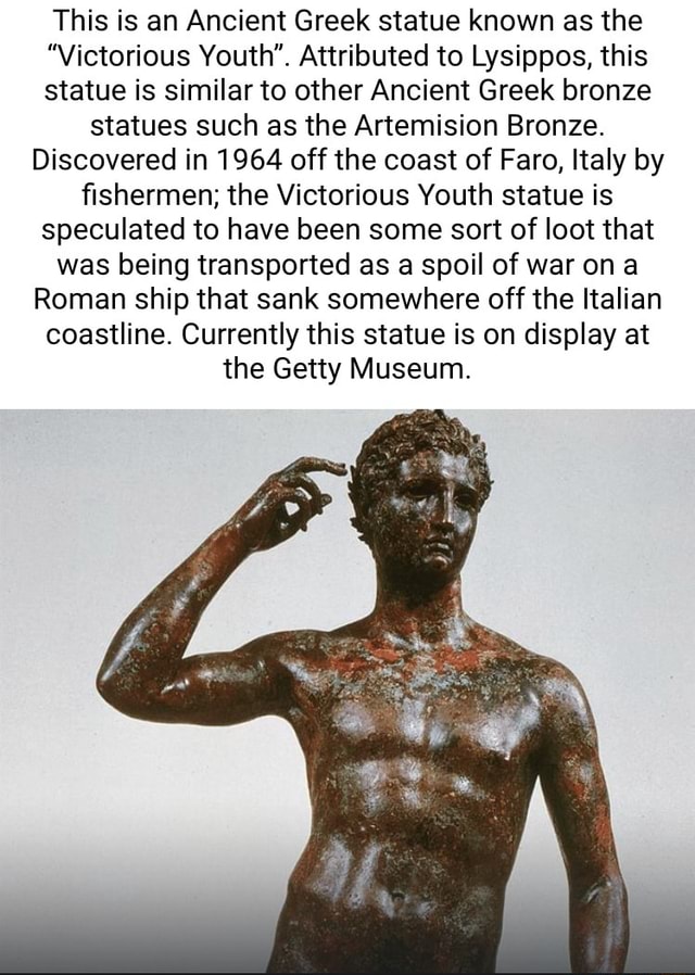 This is an Ancient Greek statue known as the "Victorious Youth