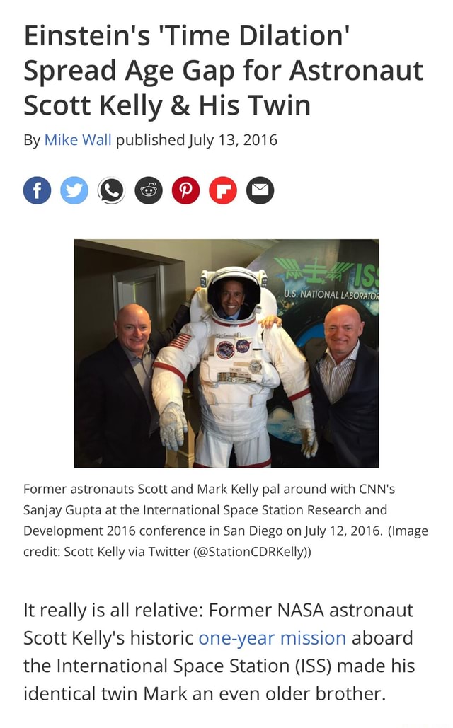 Einstein's 'Time Dilation' Spread Age Gap for Astronaut Scott Kelly ...