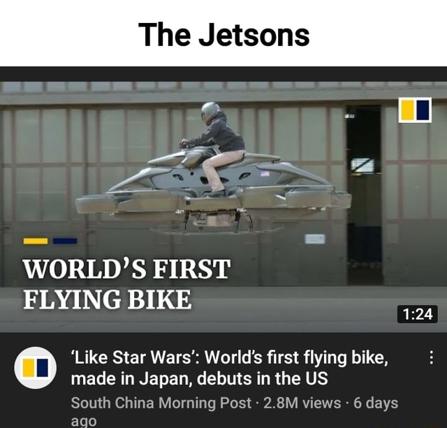 The Jetsons on WORLD'S FIRST FLYING BIKE 'Like Star Wars' World's