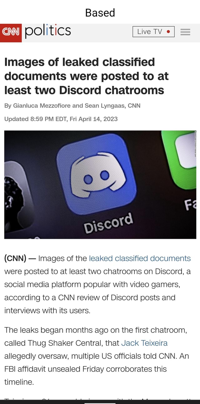 Based pol tics Live TV e Images of leaked classified documents were