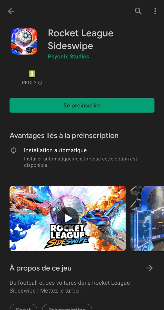 Rocket League Sideswipe Psyonix Studios PEGI3 Se Preinscrire Avantages
