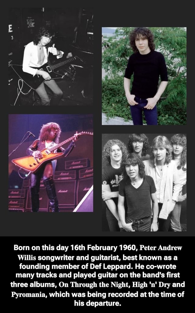 Def. Peter Born on this day 16th February 1960, Peter Andrew Willis songwriter and ...