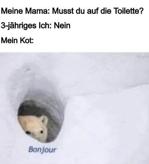 Meine Mama Musst du auf die Toilette? 3jähriges Ich Nein Mein Kot