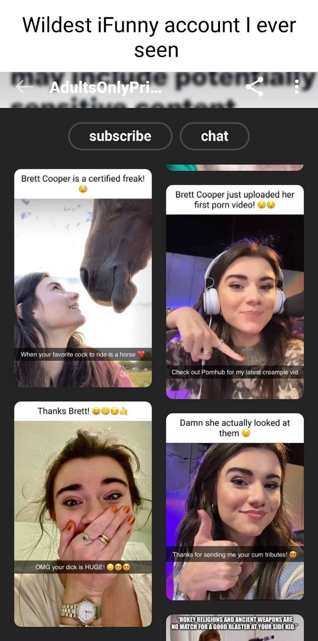 640px x 1288px - Wildest iFunny account I ever seen AdultsOnlyPri... subscribe chat Brett  Cooper just uploaded her first porn video! Brett Cooper is a certified  freak! When your favorite cock to ride is a horse