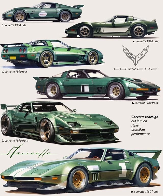 C.corvette 1980 front Corvette redesign old fashion stylist brutalism