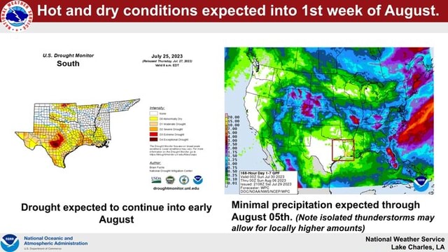 Hot and dry conditions expected into ist week of August. Us. prouane ...