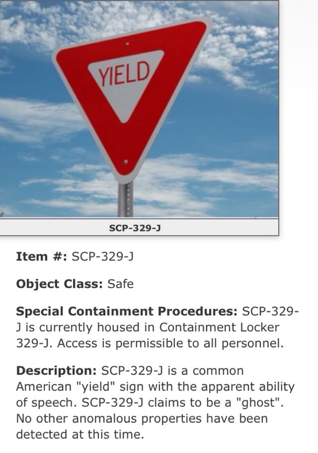 Scp 329 J Item Scp 329 J Object Class Safe Special Containment Procedures Scp 329 J Is Currently Housed In Containment Locker 329 3 Access Is Permissible To All Personnel Description Scp 329 J Is A Common American Yield