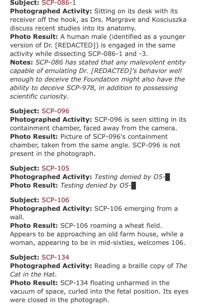 Sutjject Scp 086 1 Photographed Activity Sitting On Its Desk With Its Receiver Off The Hook As Drs Margrave And Kosciuszka Discuss Recent Studies Into Its Anatomy Photo Result A Human Male Identified As