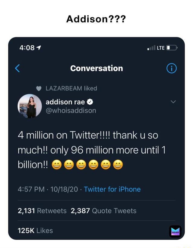 Addison??? Conversation @ LAZARBEAM liked addison rae @ @wheisacdison 4 ...