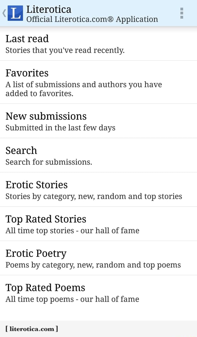 L Literotica Official ® Application Last Read Stories That You Ve Read Recently