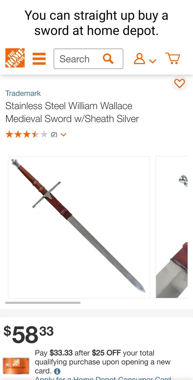 Trademark Stainless Steel William Wallace Medieval Sword w/Sheath Silver  20-901117 - The Home Depot