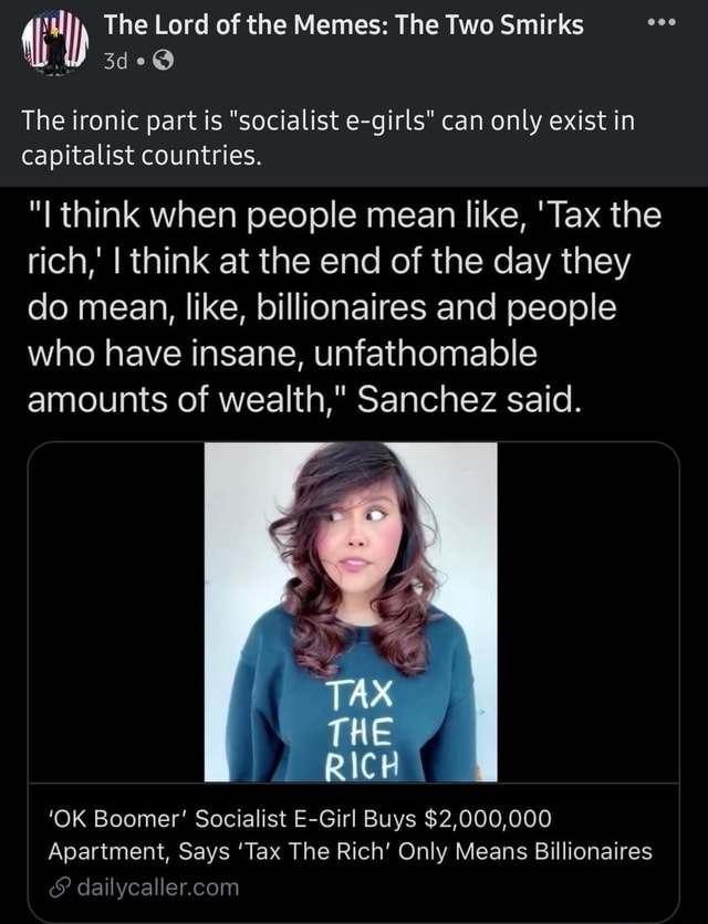 OK Boomer' Socialist E-Girl Shows Her $2,000,000 Apartment, Says 'Tax The  Rich' Only Means Billionaires