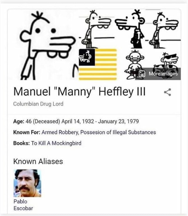 Manuel Manny Heffley Ill Columbian Drug Lord Age 46 Deceased April 14 1932 January 23 1979 Known For Armed Robbery Possesion Of Illegal Substances Books To Kill A Mockingbird Known Aliases Pablo Escobar